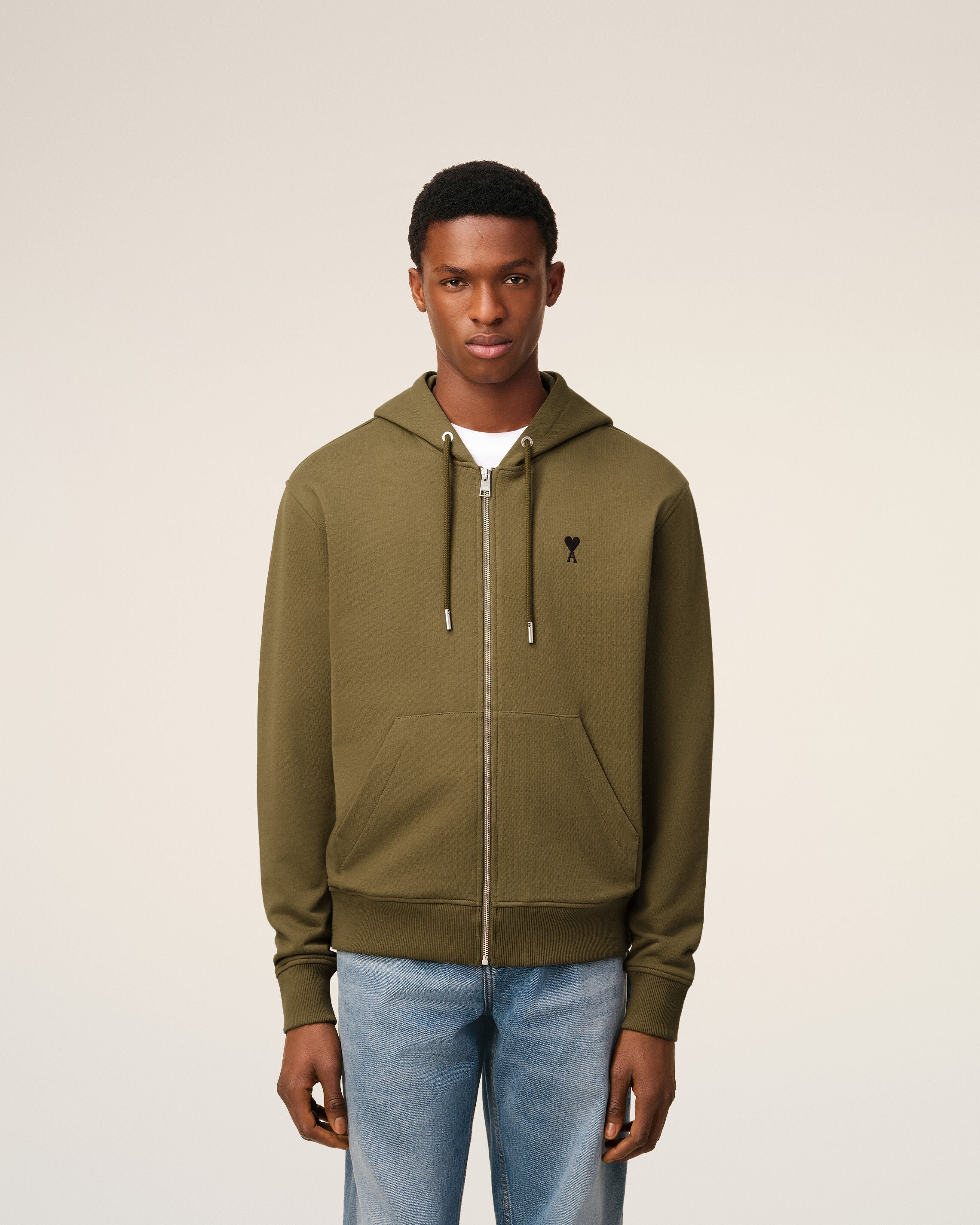 Hoodie Vert Zippé Ami De Coeur En Coton